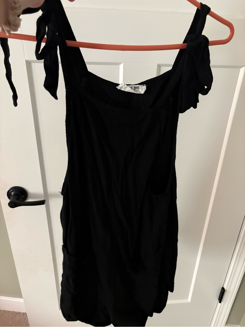 Double Zero Black Tie-Shoulder Mini Dress